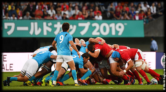 Wales v Uruguay scrum RWC2019